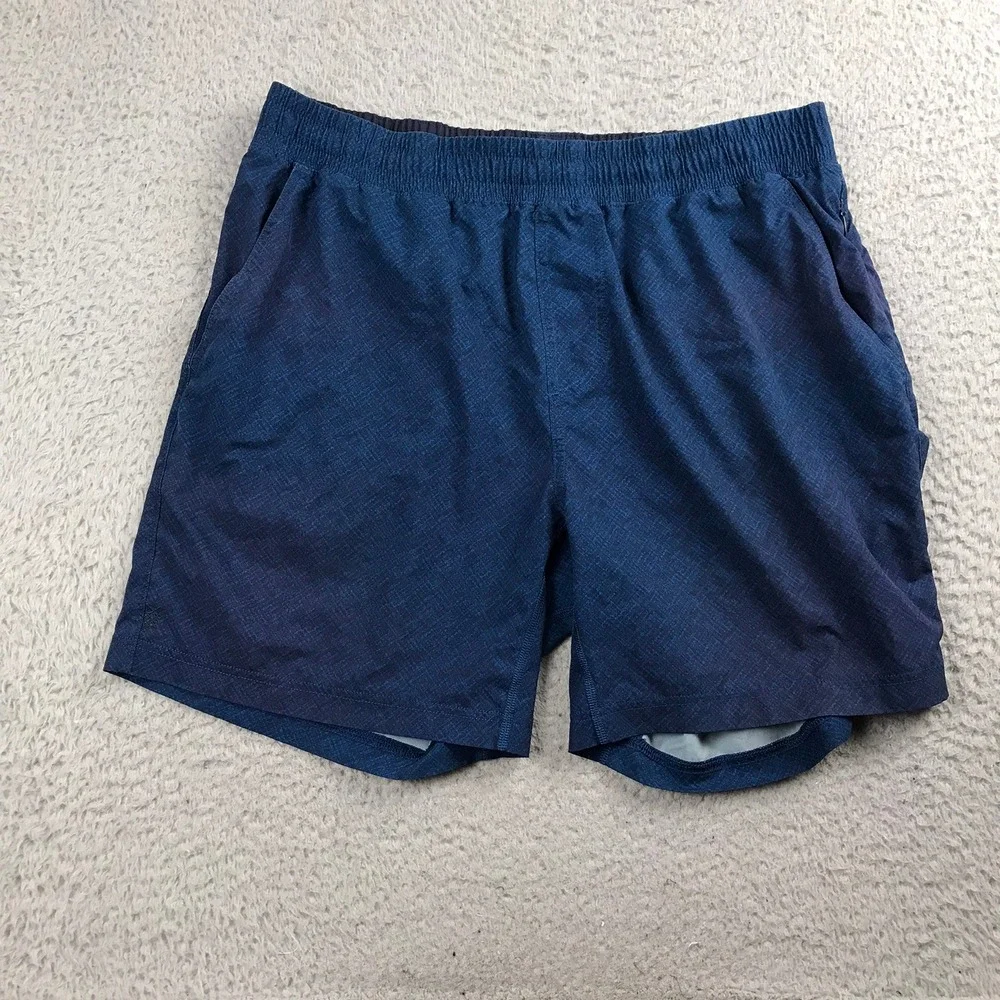 Rhone Guru Performance Training Shorts Men L Blue Lined Gym‎ Running Workout